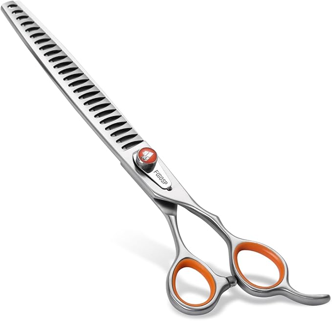 Professional Thinning Shears for Dogs Pet Grooming Scissors 8 inch Long Chunkers Shears Japan 440C 70% Thinning Rate 24 Teeth
