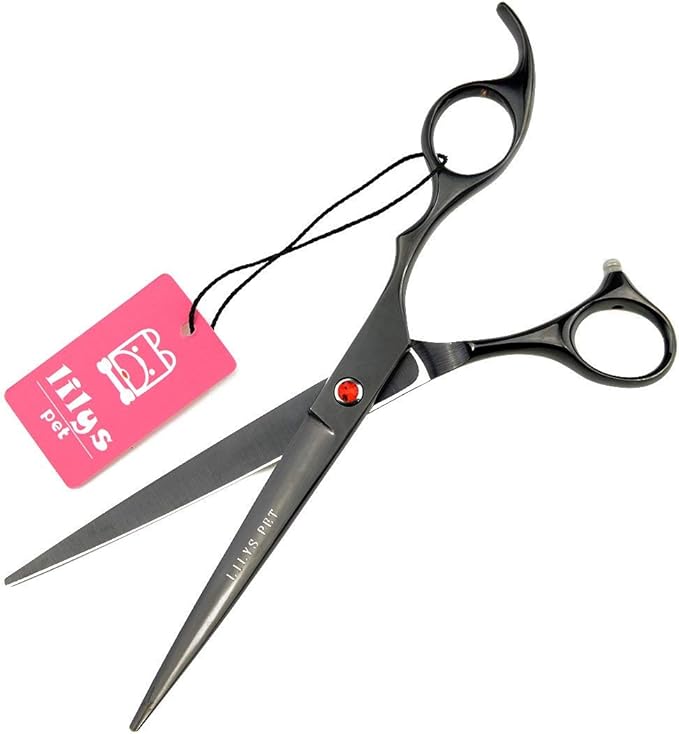 LILYS PET Professional PET DOG Grooming Coated Titanium scissors suit Cutting&Curved&Thinning shears (7.0 inches, Black)…