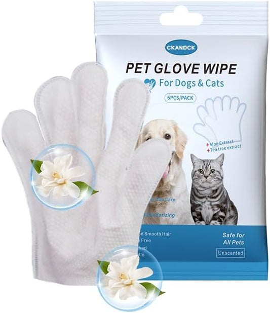 Pet Wipes for Dogs & Cats, Nourish Fur Glove Wipes for Daily Care and Traveling,Extra Thick Cleaning Deodorizing Grooming Gloves,Rinse Free, Unscented (1)