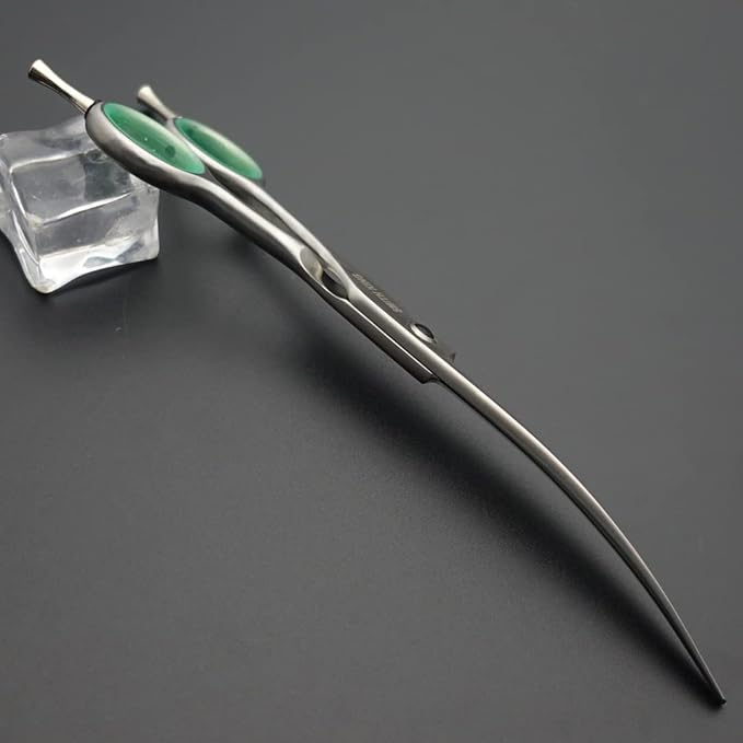 Professional Dog Grooming Shears Set Dogs Straight & thinning & Curved scissors & chunkers Scissorswith comb in 1 Set for Right-handed & Left-handed (7 In. Silvery Left-handed)