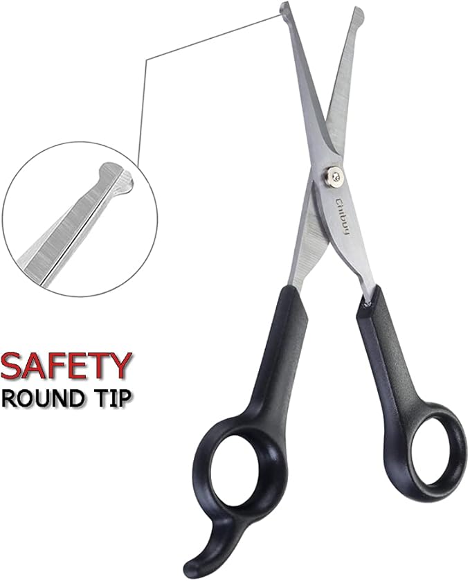 Chibuy Pet Grooming Scissors Set for Dogs & Cats with Safety Round Tips Dog Eye cut Stainless Steel Dog Grooming Scissors Kit, Home Professional Pet Grooming Tools -For Large & Small Animals