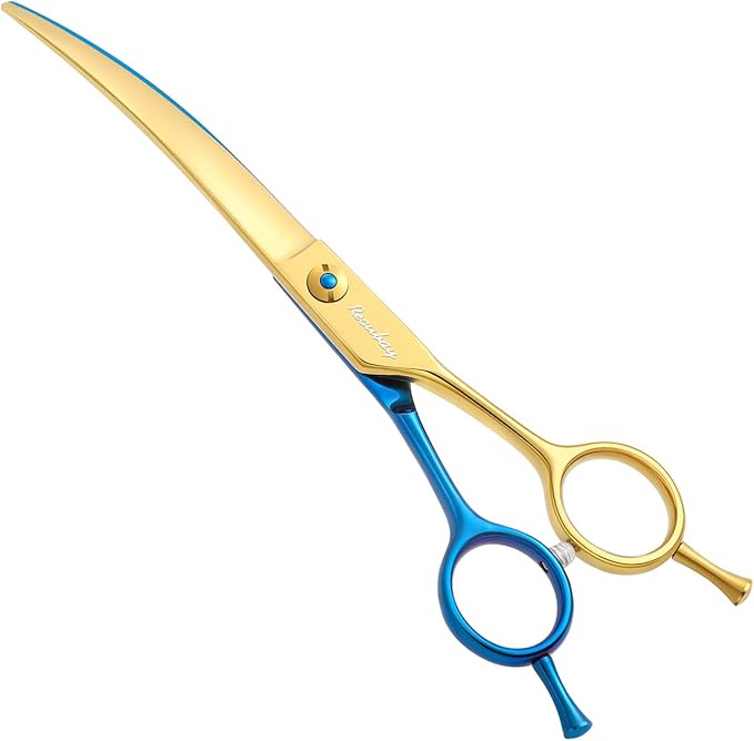 Dog Cat Scissors for Grooming, Pet Shears for Thick Coats and Matted Hair, Thinner Curved Straight Chunker Stainless Steel Shears