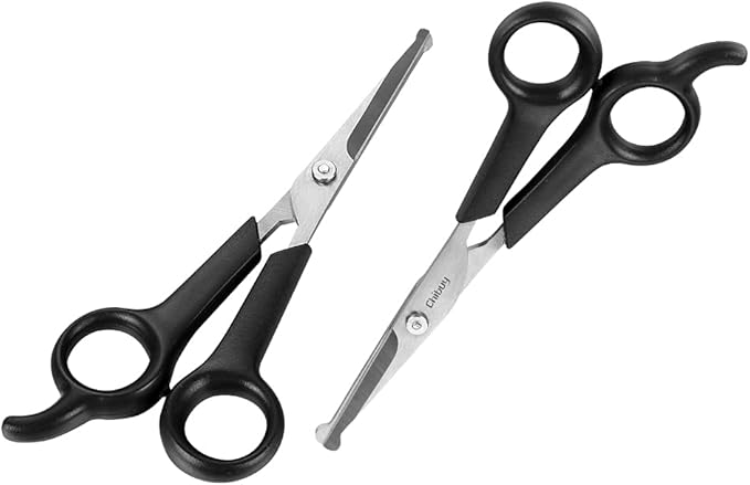 Chibuy Pet Grooming Scissors Set for Dogs & Cats with Safety Round Tips Dog Eye cut Stainless Steel Dog Grooming Scissors Kit, Home Professional Pet Grooming Tools -For Large & Small Animals