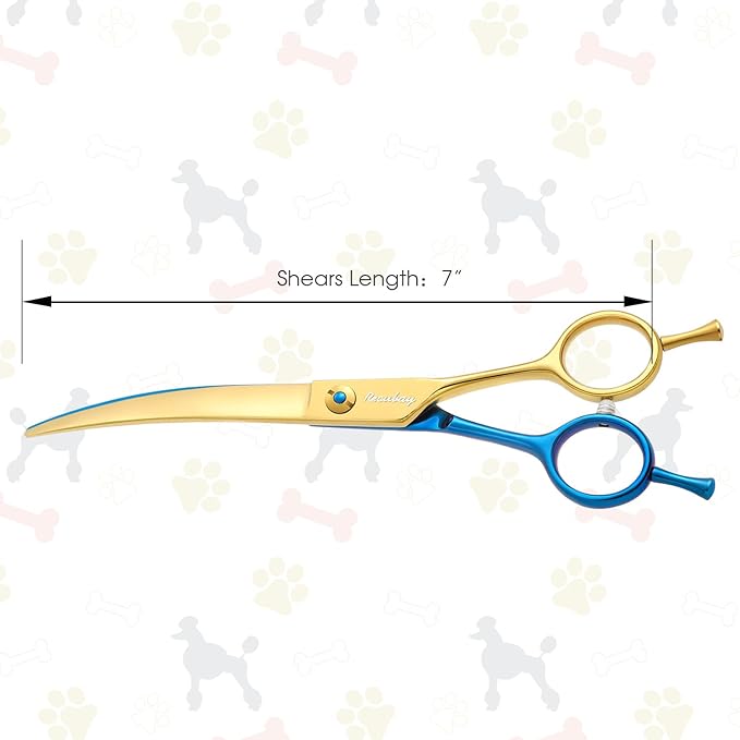 Dog Cat Scissors for Grooming, Pet Shears for Thick Coats and Matted Hair, Thinner Curved Straight Chunker Stainless Steel Shears