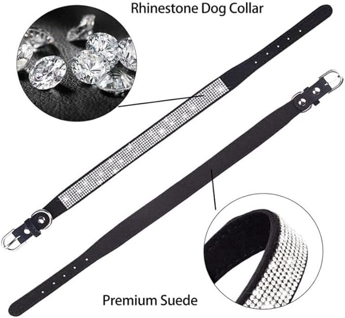 Bling Small Dog Collar Leash Set, Puppy Collar with Rhinestone Crystal Diamond Glitter Female Girls Cat Collars for XXS XS Small Medium Large Dogs Chihuahua Poodle Yorkshire (Camouflage Black XXL)