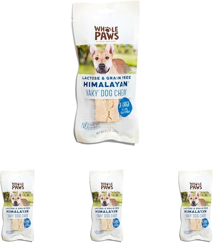 Whole Paws, Himalayan Yaky Dog Chew, Lactose & Grain Free, X-Large (for Dogs 70 lbs & Under), 5.5 Ounce (Pack of 4)