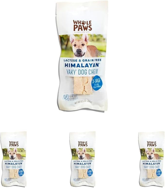 Whole Paws, Himalayan Yaky Dog Chew, Lactose & Grain Free, X-Large (for Dogs 70 lbs & Under), 5.5 Ounce (Pack of 4)