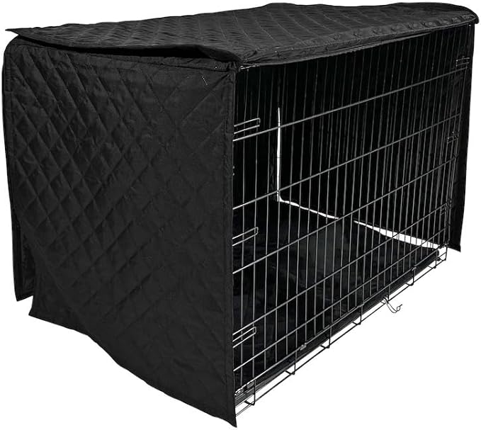 4Knines Dog Crate Cover, Water Resistant Pet Kennel Protector, Quilted (Black, 48)