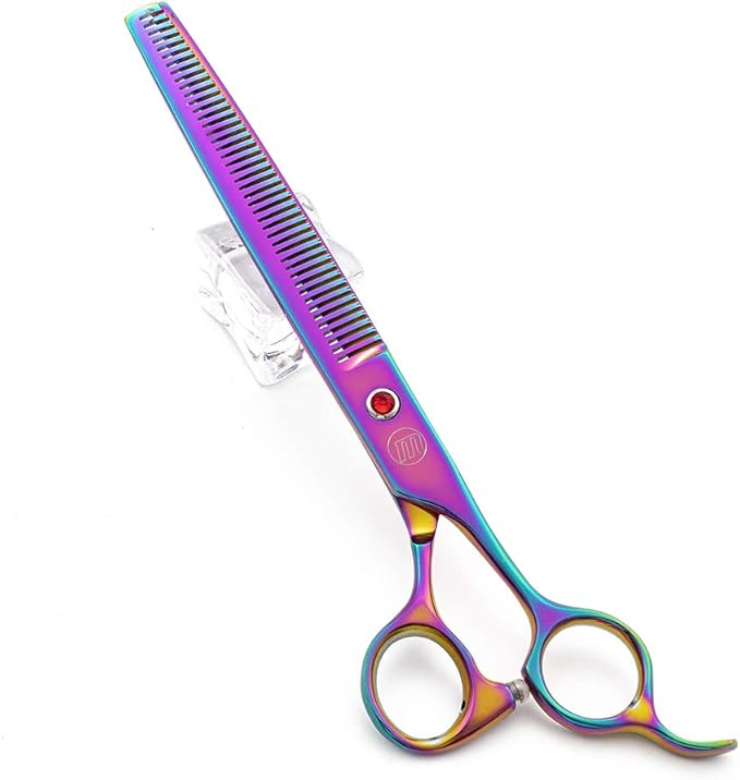 Moontay Professional 8.0" Dog Grooming Scissors Set, 4-pieces Straight, Upward Curved, Downward Curved, Thinning/Blending Shears for Dog, Cat and Pets, JP Stainless Steel, Multicolour