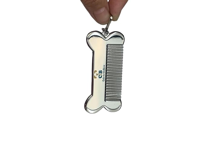 Cute to the Bone Portable Dog Comb 3x1.5 inch Stainless Steel, Small, Shinny silver
