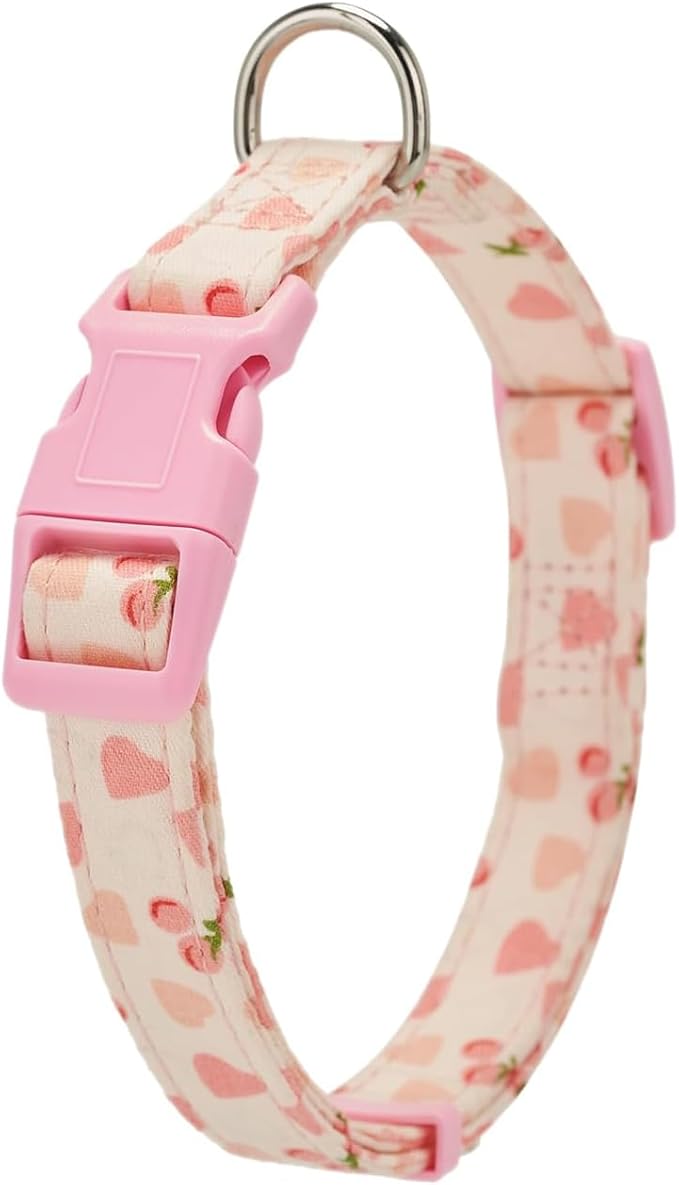 Cotton Dog Collar Soft Lightweight with Hand-Tied Knot Bow for Small Dogs.(S, Peach)