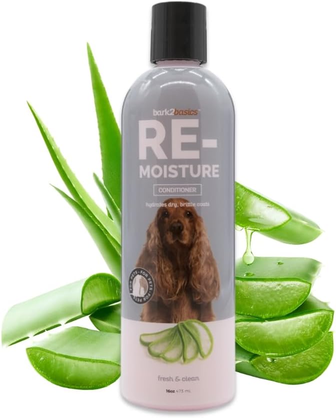 Bark2Basics Re-Moisture Dog Conditioner, 16 oz - Aloe Vera Infused, Adds Moisture, Hydrates Dry Itchy Skin, Sensitive Skin or Allergies, Professional, Aids in DeShedding
