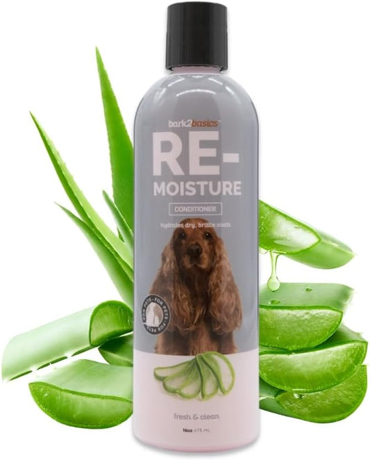 Bark2Basics Re-Moisture Dog Conditioner, 16 oz - Aloe Vera Infused, Adds Moisture, Hydrates Dry Itchy Skin, Sensitive Skin or Allergies, Professional, Aids in DeShedding