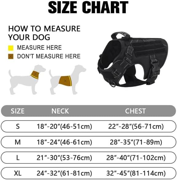 Large Dog Black Tactical Harness Vest with Leash Set, No Pull Harness with Handle, Heavy Duty Harnesss and Leash Combo, Winter Harness Vest,Safety reflectors