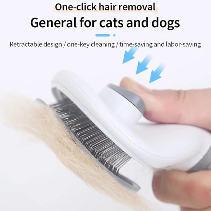 Cat Brush Remove Hair Pet Hair Removal Comb for Cats Non-slip Grooming Brush Stainless Steel Dog Combs Brushes Cat Accessories (Blue)
