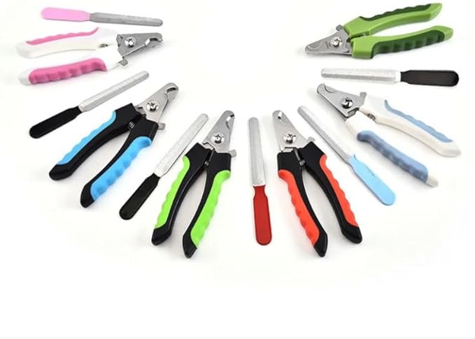 Dog Nail Trimmers and Cat Nail Clipper Set - Professional Dog Nail Clippers for Small Breeds, Heavy Duty Pet Trimmers, Safe Cat Claw Clippers, Ideal for Cats, Dogs, Puppies, (Black/Light Blue)