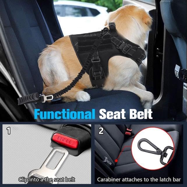 Large Dog Black Tactical Harness Vest with Leash Set, No Pull Harness with Handle, Heavy Duty Harnesss and Leash Combo, Winter Harness Vest,Safety reflectors