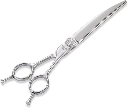 Professional Curved Dog Grooming Scissors with Simulation Diamond 440C Stainless Steel Polished Pet Cat Hair Cutting Shears for Groomers and Home users 7.5''