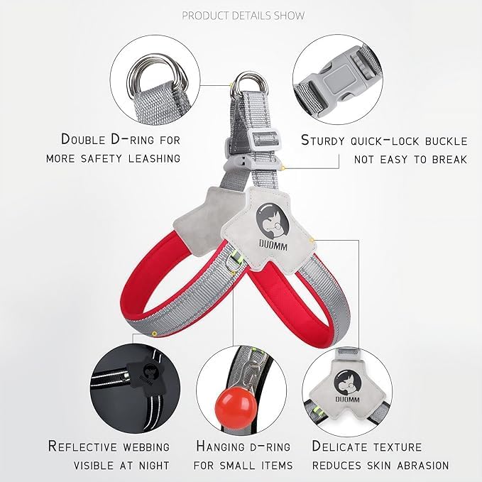 Pet Dog Cat Harness, Pet Harness with Leash Set, Adjustable Puppy Harness Comfortable Reflective Easy Control Dog with Leather Leash, No-Pull No Choke Pet Harness for Training Walking