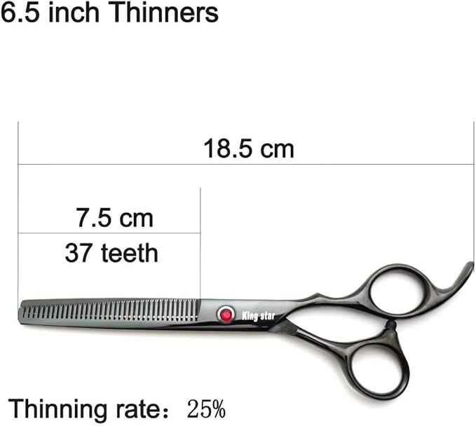 Kingstar 7.0in Professional Pet Grooming Scissors Set,Straight & Thinning & Curved Scissors 3pcs Set with Comb for Dog Grooming,A419 (Black-Grey)
