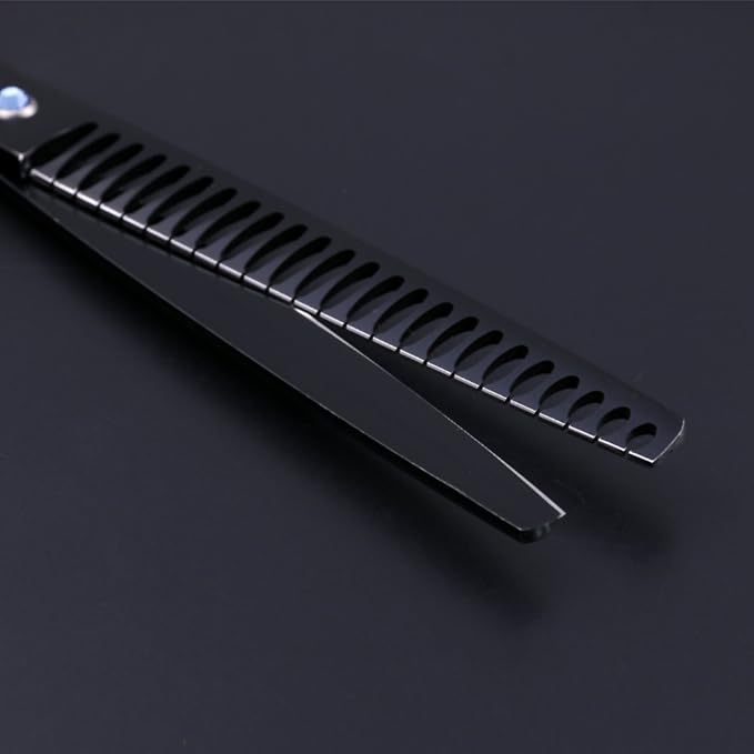 Purple Dragon 8.0 inch Professional Dog Grooming Hair Cutting Scissor &Curved Scissor&Chunker Shear Kit with Bag - for Pet Groomer or Family DIY Pet Use