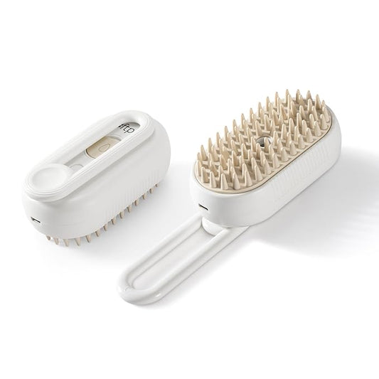 | Pet Steam Mist Brush | Grooming Spray Brush for Dogs, Cats, and More! | Brush for Massage | Hair Brush for Removing Tangled and Loose Hair (White)