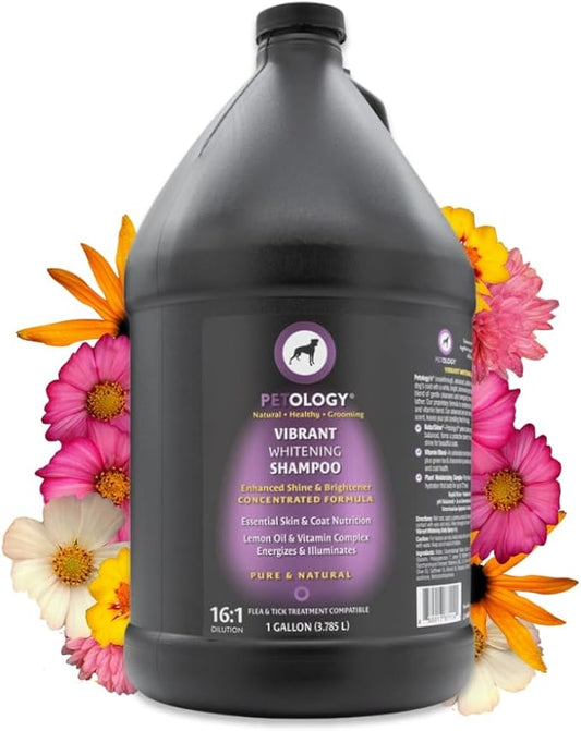 Vibrant Whitening Dog Shampoo, Gallon - Natural, Whitens and Brightens The Coat, Eliminates Smelly Pet Odors, Moisturizes Dry Itchy Skin, Bulk Refill Size 128 oz