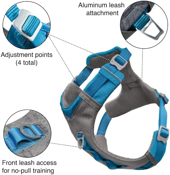 Kurgo Journey Air Dog Harness, Vest Harnesses for Dogs, Pet Hiking Harness for Running & Walking, Reflective, Padded, Includes Control Handle, No Pull Front Clip (Black, Large)