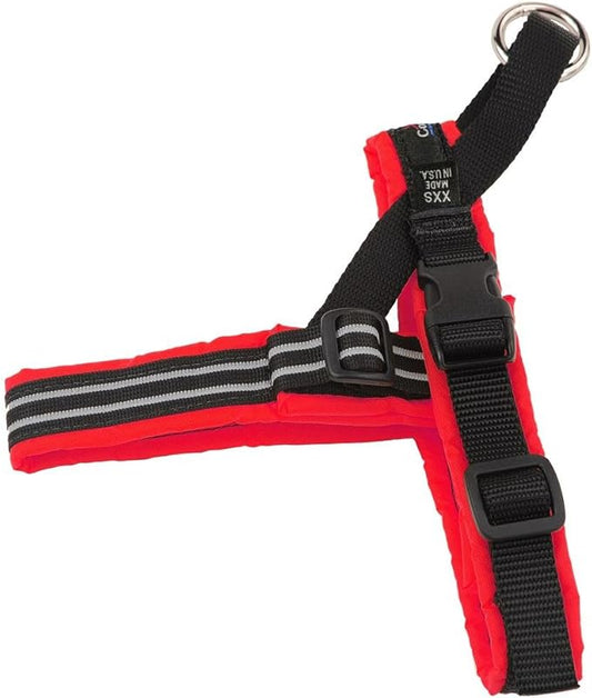 ComfortFlex Sport Harness - American Made No Pull XXSmall Dog Harness - Lightweight, Padded, Reflective No Rub Harness for Walking, Running and Control - XXSmall, Red