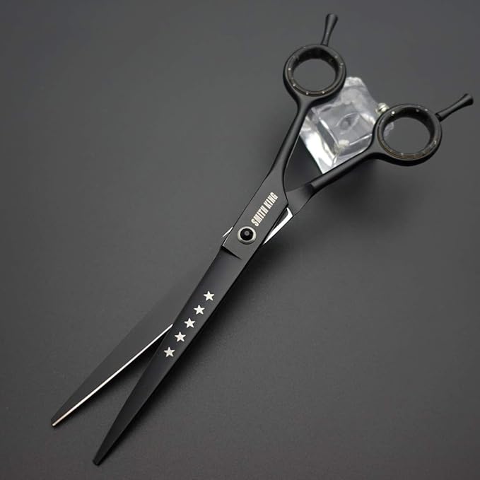 7.0 inches Professional Dog Grooming Scissors Set Straight & thinning & Curved & chunkers & comb 5pcs in 1 Set for left-handed & right handed Black