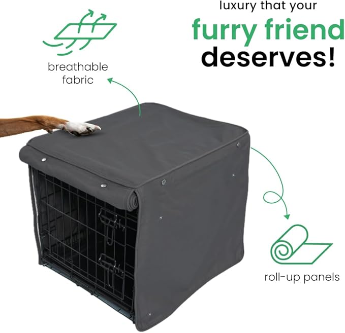 Molly Mutt I'm a Realist Dog Crate Cover, 100% Cotton Canvas Cover with 2 Roll-Up Panels, Ideal for Dog or Cat Crate, Durable, Washable, and Free of Harmful Chemicals, 54" x 37" x 45"