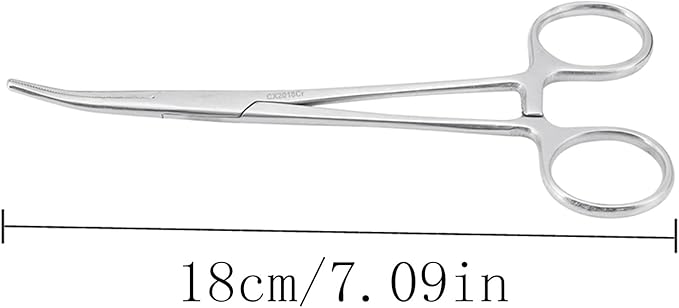 Hemostatic Forceps, Stainless Steel Dog Cat Pet Scissors Ear Hair Clamp Fishing Scissors Tools (18CM bent)