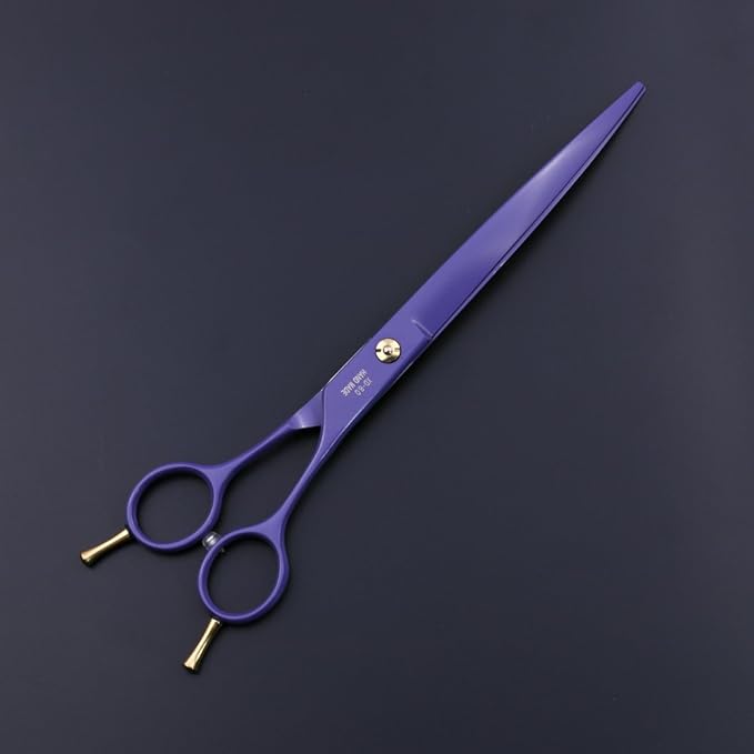 Purple Dragon 8.0 inch Professional Dog Grooming Hair Cutting Scissor &Curved Scissor&Chunker Shear Kit with Bag - for Pet Groomer or Family DIY Pet Use