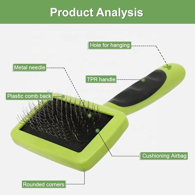 Slicker Brush for Pets. Dogs and Cats. Grooming Tool For Loose and Tangled Fur or Hair . Long Pins Long Hair Grooming Brush (Small)