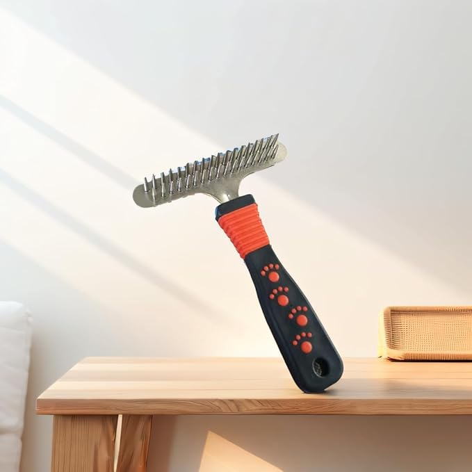 Dog comb Dog rake comb Double row raking does not hurt the skin massage Stainless steel Suitable for large cats and dogs