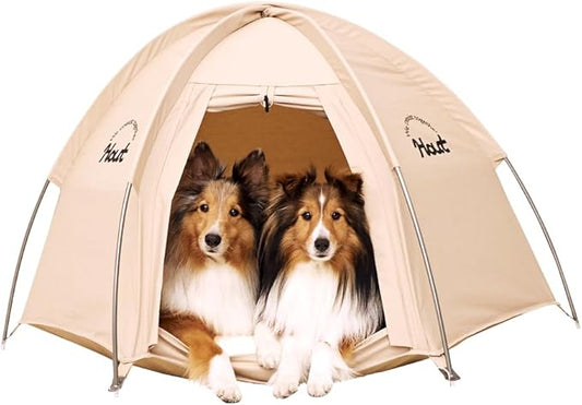 Pet Tent with Dual Windows, Waterproof, Breathable Washable Cat-Dog Tent for Indoor and Outdoor, 2 Types (Beige, Type_A)