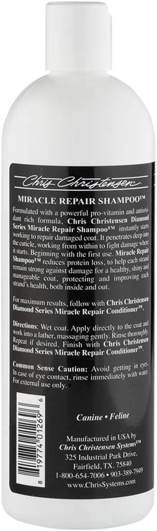Chris Christensen Diamond Series Miracle Repair Dog Shampoo, Groom Like a Professional, Pro-Vitamin Formula, Made in The USA, 16 oz