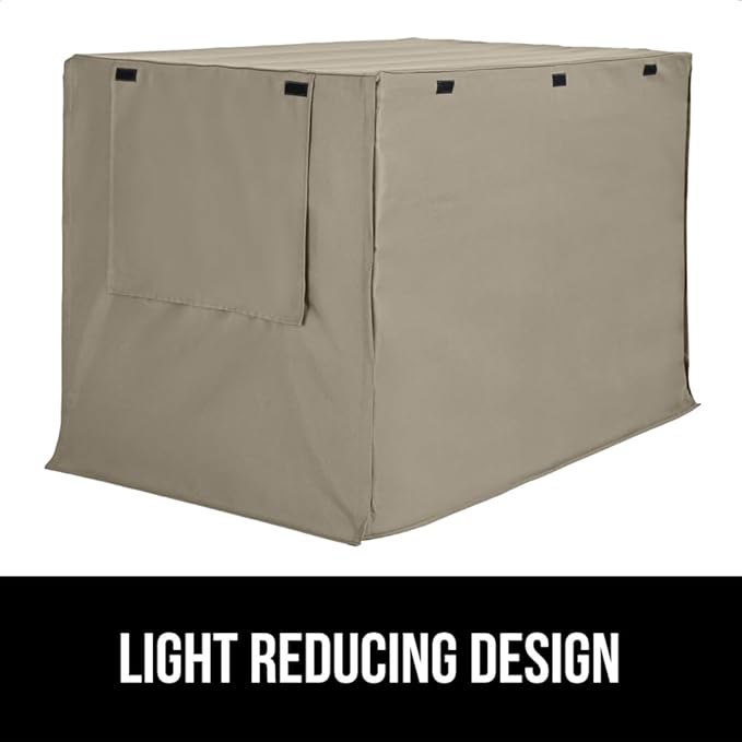 Gorilla Grip Dog Crate Covers Compatible with Amazon Basics Dog Crates, All Sides Open, Privacy Cover Fits 24" Wire Kennel, Breathable Mesh Windows, Light Reducing Puppy Training Cage Topper, Taupe