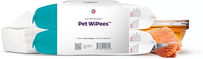 Pet Parents® Pet WiPees™ Cat All Purpose Cat Wipes, Pet Wipes, All Purpose Wipes for Cats & Cat Bath Wipes, Cat Cleaning Wipes (100 Count (Pack of 2), Natural)