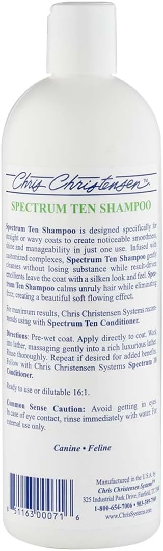Chris Christensen Spectrum Ten Dog Shampoo, Groom Like a Professional, Gentle Cleansing, Gorgeous Shine, Made in USA, 473ml