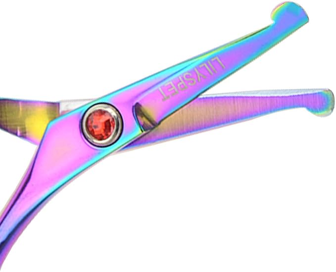 LILYS PET 5.0" Right-Handed Round-Tip Pet Grooming Scissors, Stainless Steel Small Ball Tip for Nose, Ear, Face, Paw Hair for Dogs and Cats
