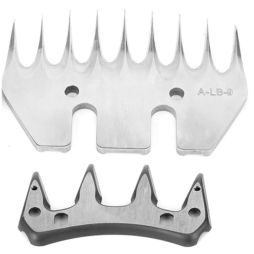 Sheep Shears Replacement Blades, Professional Stainless Steel Sheep Clippers Clipper Blades for Grooming Goats, Lambs, Llamas, Alpacas (9 Teeth Straight Blade (+ oscillating Blade))