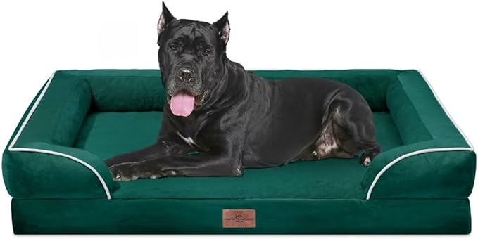 Orthopedic Dog Bed Waterproof, XXL Dog Beds for Oversized Dogs, Washable Dog Sofa Bed with Removable Cover & Non-Slip Bottom(XX-Large,Emerald)