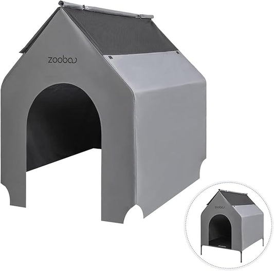 29” Durable Dog House Cover - Waterproof & UV-Resistant 600D Oxford Fabric Canopy for Outdoor Kennels - Cover Only, Fits 36"x30"x44" Houses - Protective Large Breed Shelter Top - Cool Grey