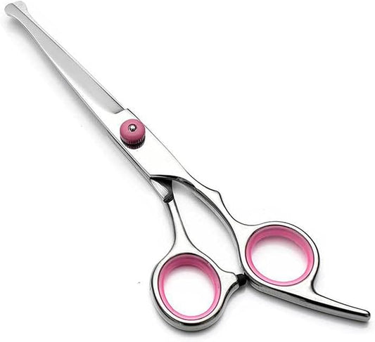 Dog Grooming Scissors,Pet Hair Scissors with Safety Round Tips Heavy Duty Titanium Stainless Steel Professional Dogs Cats Pets Grooming Shears (Round head straight scissors)