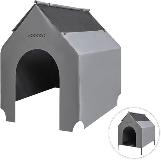 36” Durable Dog House Cover - Waterproof & UV-Resistant 600D Oxford Fabric Canopy for Outdoor Kennels - Cover Only, Fits 36"x30"x44" Houses - Protective Large Breed Shelter Top - Cool Grey