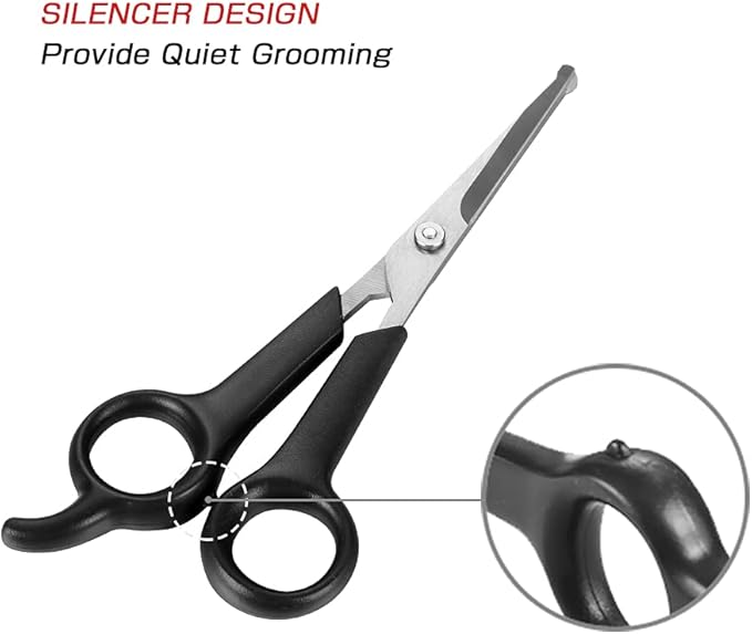 Chibuy Pet Grooming Scissors Set for Dogs & Cats with Safety Round Tips Dog Eye cut Stainless Steel Dog Grooming Scissors Kit, Home Professional Pet Grooming Tools -For Large & Small Animals