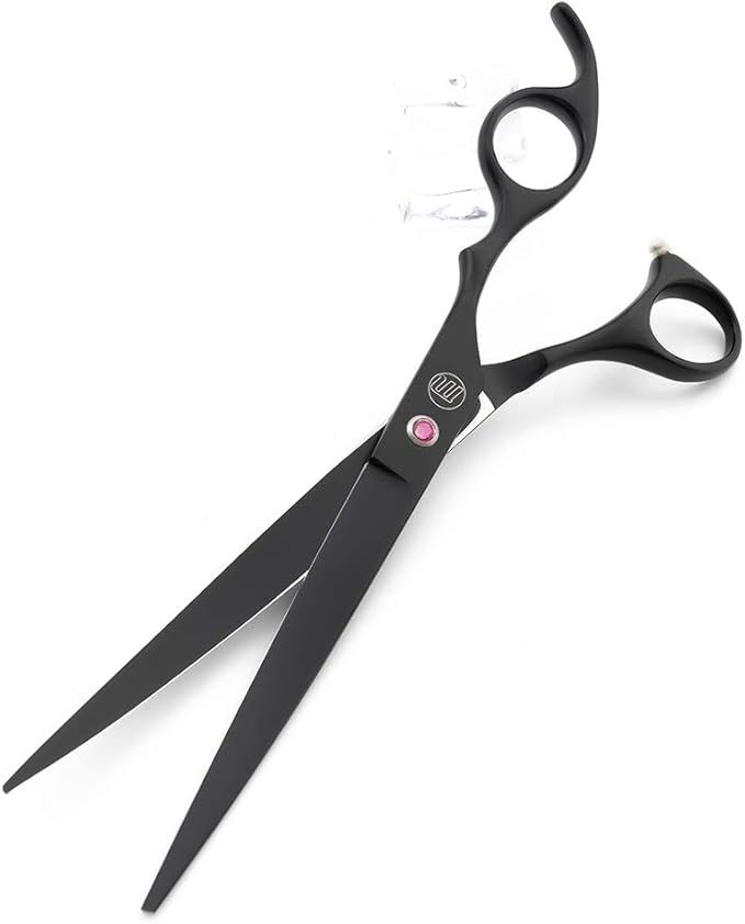 Moontay Professional 8.0" Dog Grooming Scissors Set, 4-pieces Straight, Upward Curved, Downward Curved, Thinning/Blending Shears for Dog, Cat and Pets, JP Stainless Steel, Black