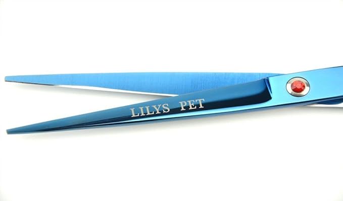 LILYS PET Professional PET Grooming Scissors Kit,Coated Titanium,Sharp and Strong Stainless Steel Blade for Dogs Cats Hair Cutting,3 Pieces of Scissors with a Comb and a Case (8.0 inches, Blue)
