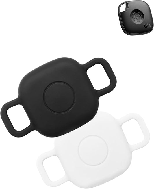 Case for Tile by Life360 Mate (2024) Bluetooth Tracker for Dog, Cat, Pets, Soft Silicone Protective Portable Scratch Shock Resistant，1 Black+1 White.